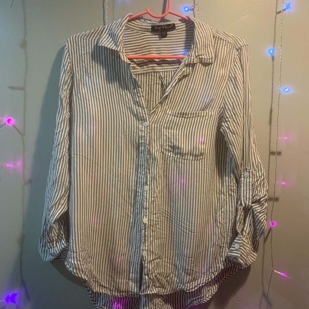 striped button up blouse
